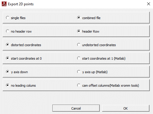 XMAlab training data settings