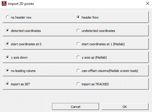XMAlab import settings